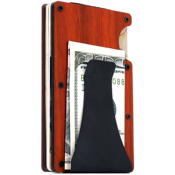 Kandi Store Wooden Minimalist RED Wallet for Men and Women - Slim Wallet - Picture 1 of 5